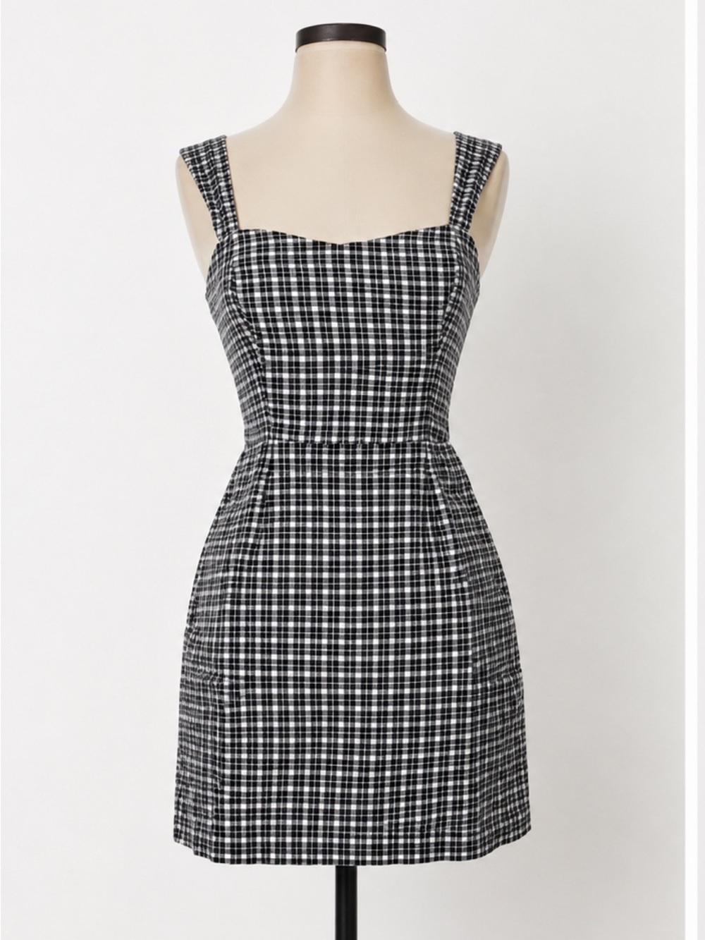 NWT Abercrombie & Fitvh Black and White Plaid Square-Neck Dress Size L